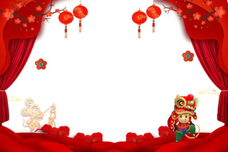 新年春节红色喜庆灯笼祥云鼠年新年边框素材